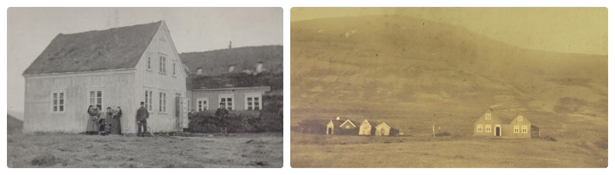 Gilsstofa þegar hún stóð á Reynisstað árið 1884 og síðan á Gili 1890.