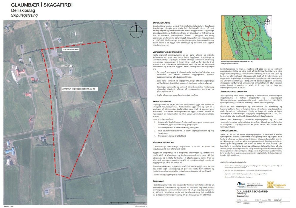 Opið fyrir athugasemdir vegna deiliskipulags