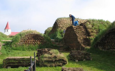 Frá viðgerðum á Glaumbæ árið 2007. Mynd/SS